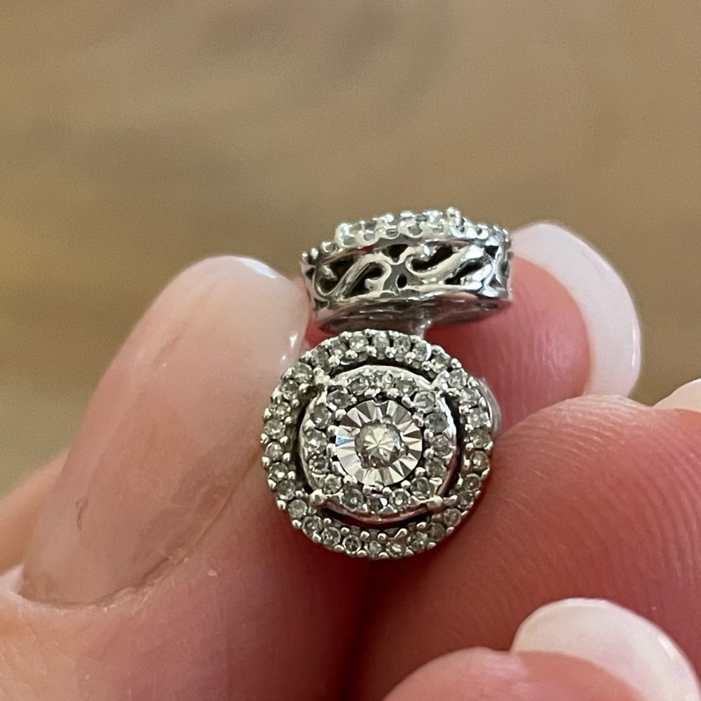 White gold and diamond chipped post earrings